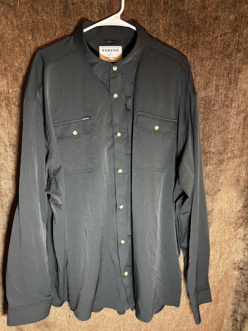 Poncho Men's Black Lightweight Shirt Jacket